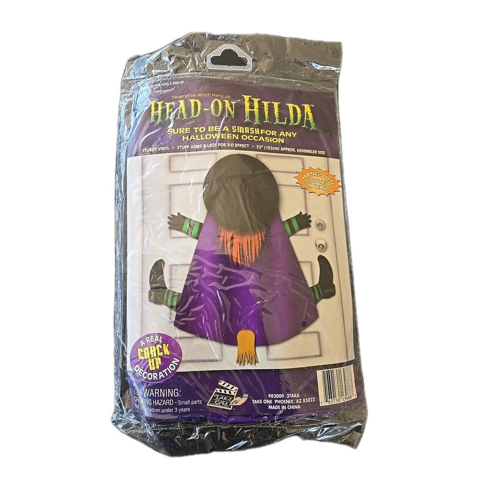 Head-on Hilda Witch Vinyl Wall Or Door Hanging Halloween Decor 52" NEW